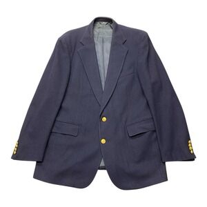 Vintage Polo University Club Blazer Mens 44R Navy Blue Wool Gold Buttons 90s